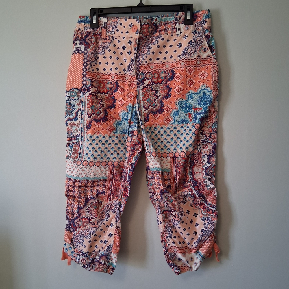 Chico's Collections Colorful Patchwork Paisley Capri Pants Size 1 (Med 8/10)